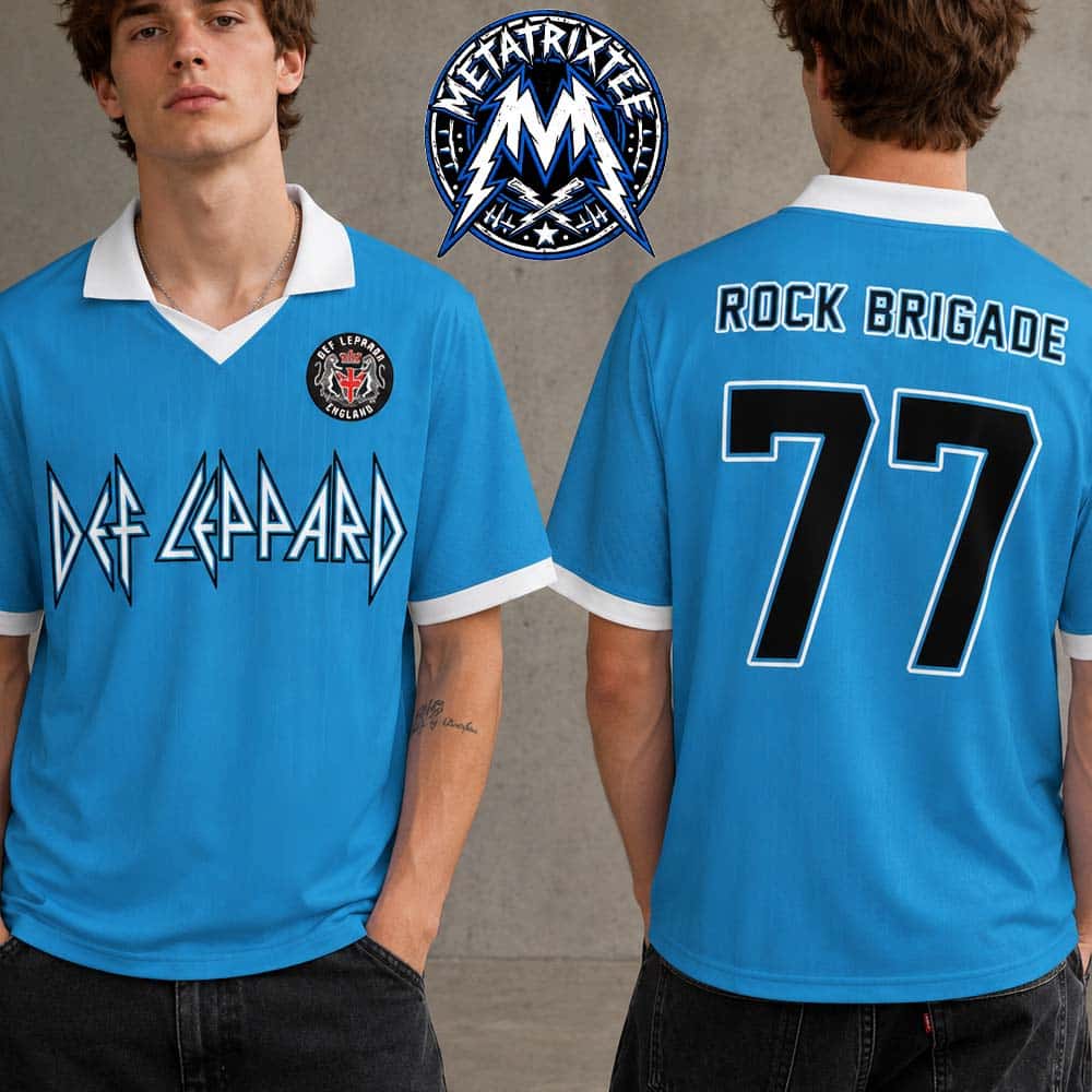 Def Leppard Rock Brigade Number 77 Light Blue Football Jersey Def Leppard Rock Brigade Number 77 Light Blue Football Jersey