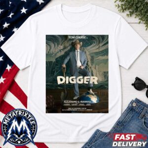 Digger Movie Official Poster for Alejandro G Inarritu Only In Theaters October 2nd 2026 Short White T-Shirt