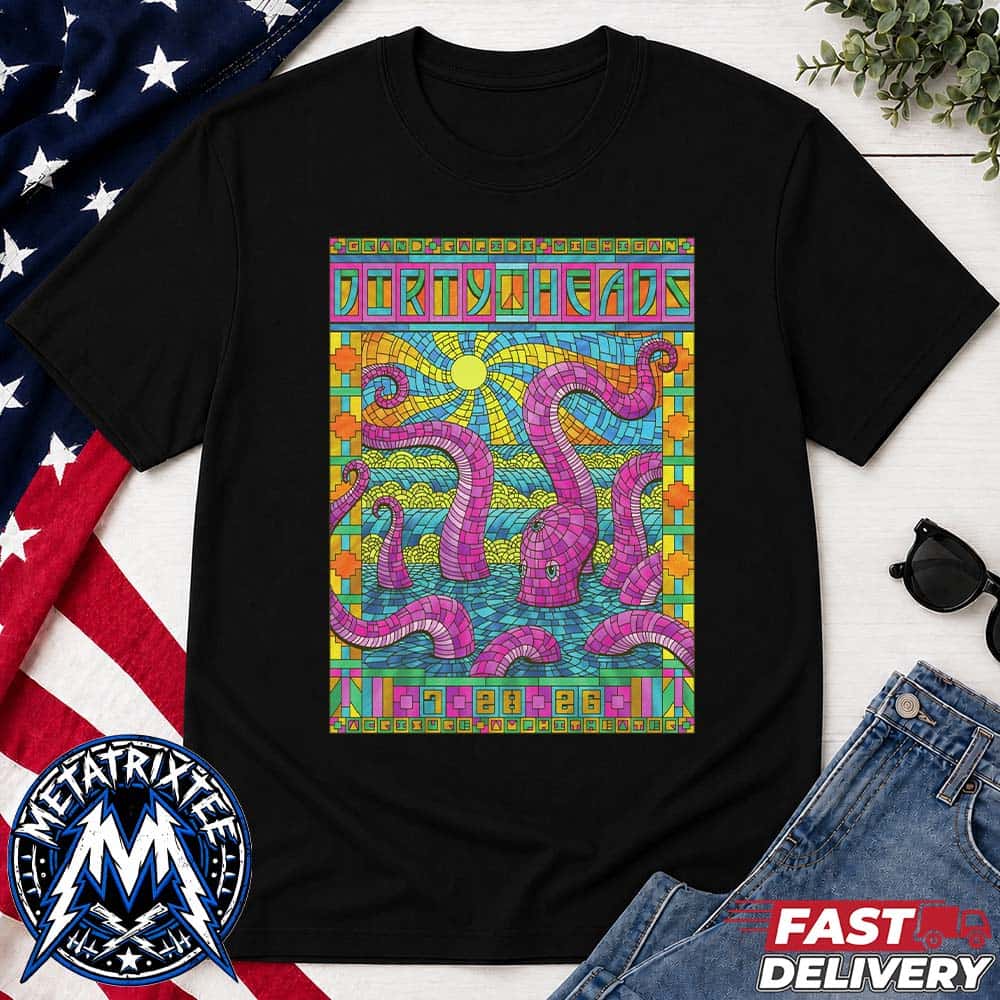 Dirty Heads Poster Concert For So Glad You Made It Tour At The Acrisure Amphitheater In Grand Rapids Michigan On July 28 2026 Black Short T-Shirt Dirty Heads Poster Concert For So Glad You Made It Tour At The Acrisure Amphitheater In Grand Rapids Michigan On July 28 2026 Black Short T-Shirt