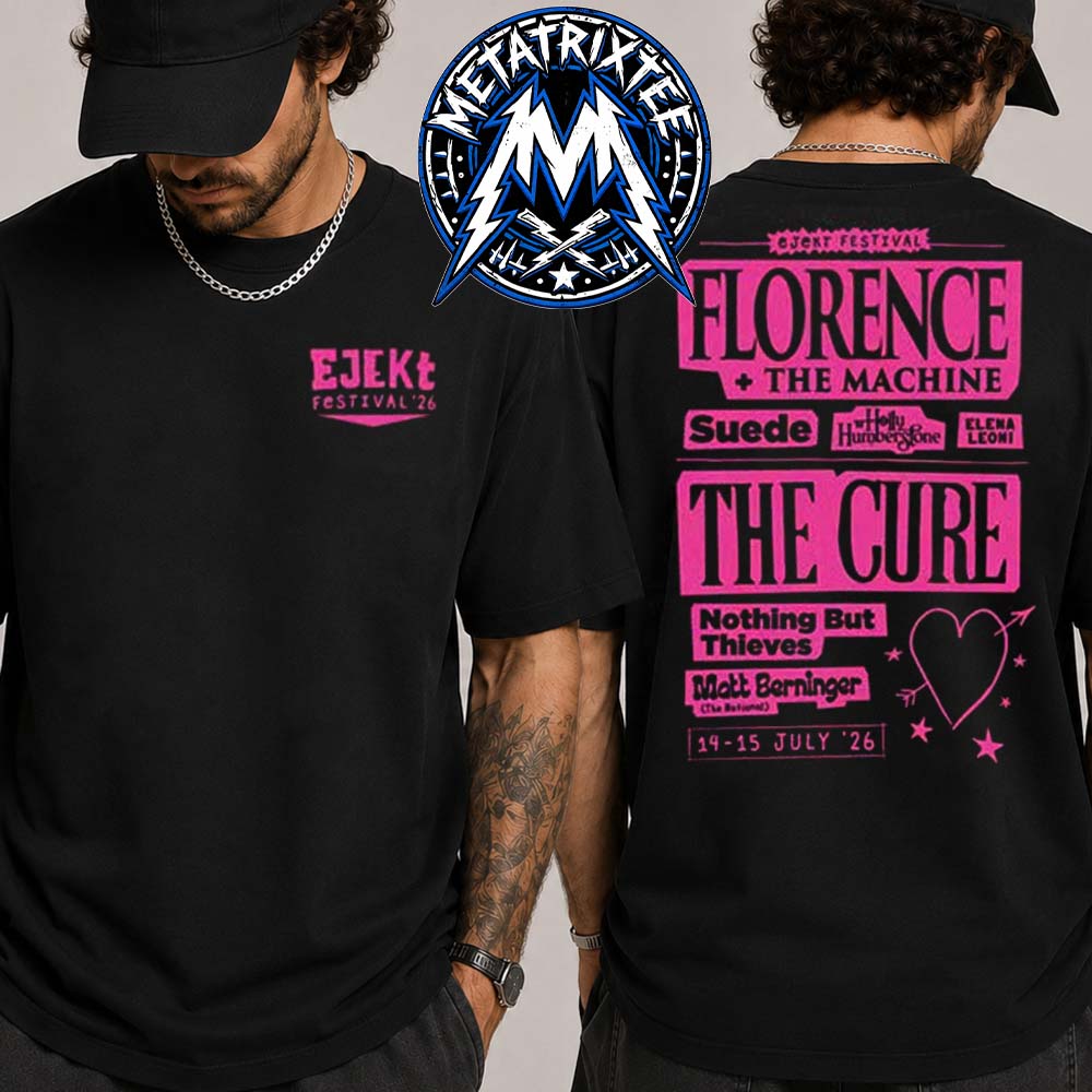 Ejekt Festival 2026 Athens Greece Merch Tee At OAKA Lineup For July 14–15 2026 Two Sided Black T-Shirt Ejekt Festival 2026 Athens Greece Merch Tee At OAKA Lineup For July 14–15 2026 Two Sided Black T-Shirt