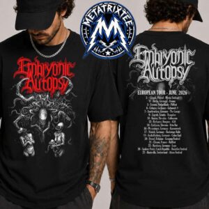 Embryonic Autopsy European Tour June 2026 Tee For Poland To Switzerland Two Sided Black T-Shirt