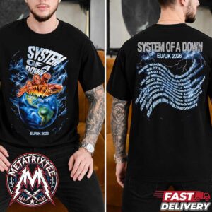 Exclusive System Of A Down 2026 EU And UK Tour Merchandise Featuring Earth Destruction Graphic Two Sided Print T-Shirt