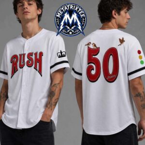 Fifty Something Tour 2026 Rush 50 White Baseball Jersey Birds Crown Graphic Concert Apparel Shirt