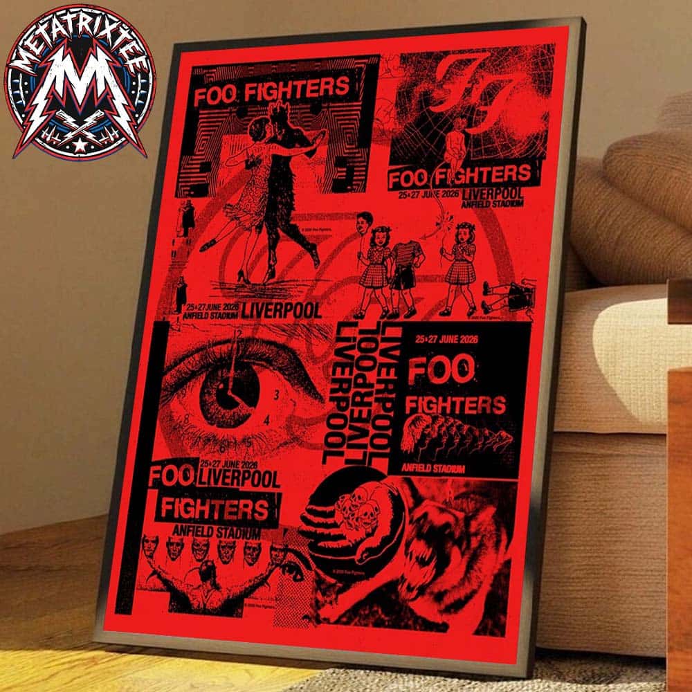 Foo Fighters Liverpool VIP 2026 Uncut Red Poster Two Night Show At Anfield Stadium In England On June 25 And 27 2026 Poster Canvas Foo Fighters Liverpool VIP 2026 Uncut Red Poster Two Night Show At Anfield Stadium In England On June 25 And 27 2026 Poster Canvas