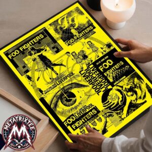 Foo Fighters Liverpool VIP 2026 Uncut Yellow Poster Two Night Show At Anfield Stadium In England On June 25 And 27 2026 Poster Canvas