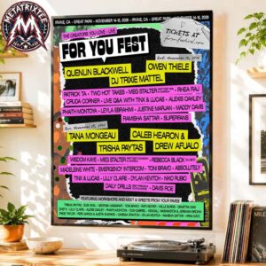 For You Fest 2026 Poster Lineup Festival At Great Park In Irvine California On November 14-15 2026 Poster Canvas