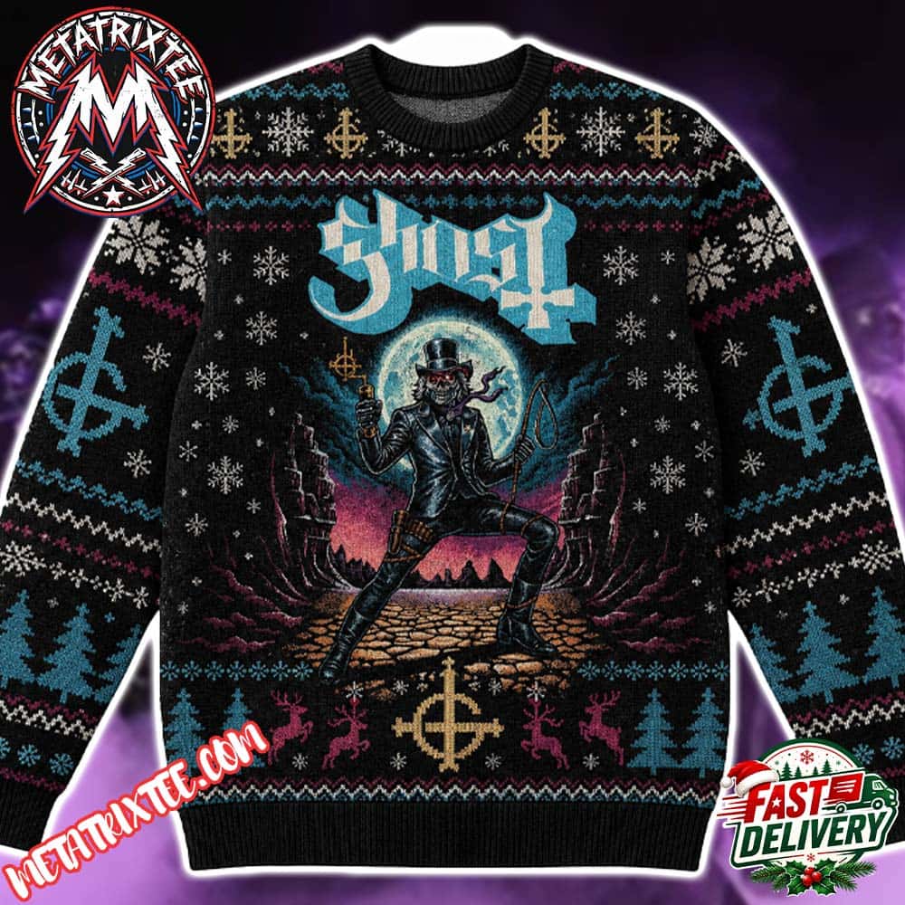 Ghost Cowboy Papa North American Skeletour Custome Name And Number 2026 Knitted Ugly Christmas Sweater Ghost Cowboy Papa North American Skeletour Custome Name And Number 2026 Knitted Ugly Christmas Sweater