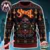 Ghost Hall Santa With Pattern Black Background Christmas 2026 Holiday Ugly Christmas Sweater