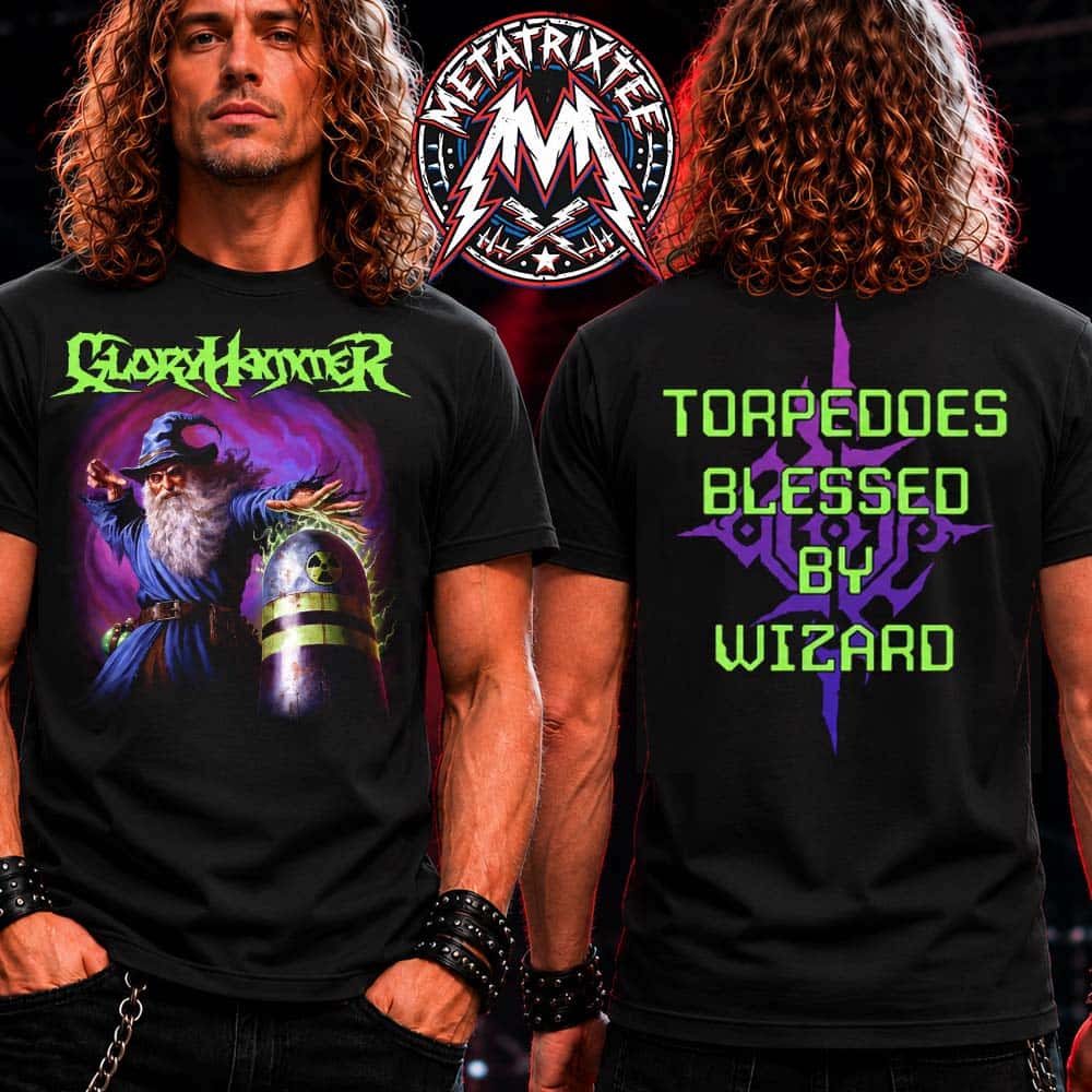 Gloryhammer Space 1993 Wrath of Kor-Virliath Tee Torpeddes Blessed By Wizard Two Sided Black T-Shirt Gloryhammer Space 1993 Wrath of Kor-Virliath Tee Torpeddes Blessed By Wizard Two Sided Black T-Shirt