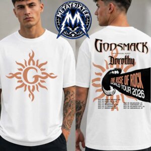 Godsmack Cities List For The Rise of Rock Fall Tour 2026 Kick Off On October 9 In Airway Heights To October 24 In Uncasville Two Sided Print T-Shirt