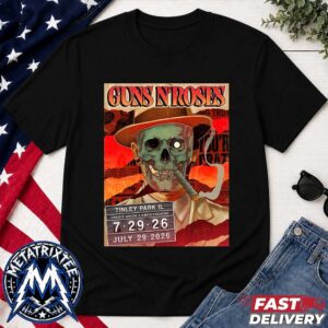 Guns N Roses Official Poster Show At The Credit Union 1 Amphitheatre In Tinley Park Illinois On July 29 2026 Black Short T-Shirt