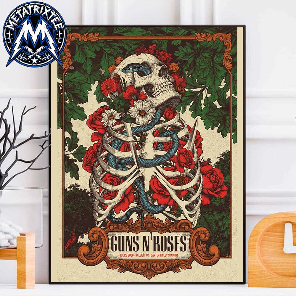 Guns N Roses Raleigh 2026 North American World Tour Poster For July 23 At Carter-Finley Stadium In North Carolina High-Quality Poster Canvas Guns N Roses Raleigh 2026 North American World Tour Poster For July 23 At Carter-Finley Stadium In North Carolina High-Quality Poster Canvas