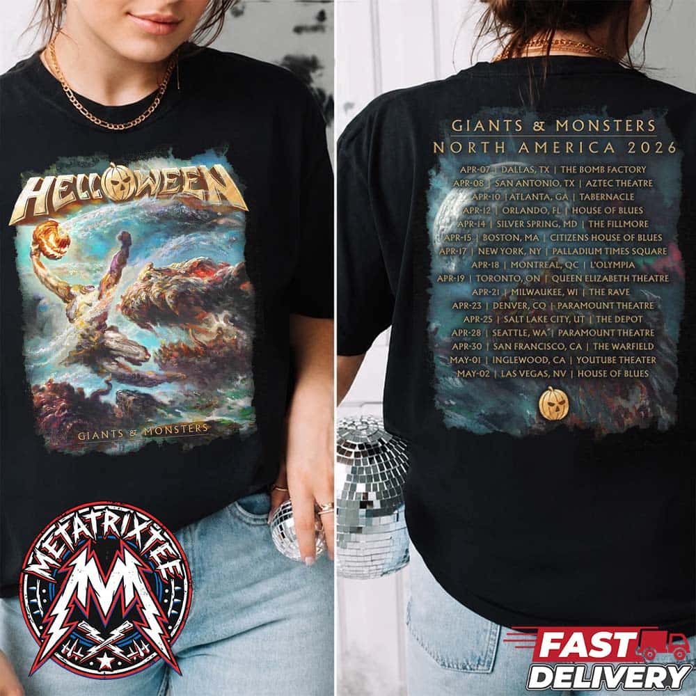 Helloween Giants And Monsters 2026 Tee For 40th Anniversary 2026 North American Tour Two Sided Short T-Shirt Helloween Giants And Monsters 2026 Tee For 40th Anniversary 2026 North American Tour Two Sided Short T-Shirt