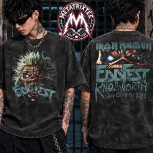 Iron Maiden EddFest 2026 Merch Tee For Knebworth Ultimate 50th Anniversary Celebration On July 10th And 11th Black Washed T-Shirt