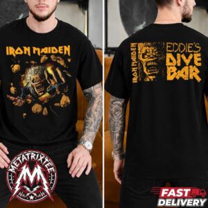 Iron Maiden Eddies Dive Bar Merch Tee Cover For EddFest 2026 Two Sided Black T-Shirt