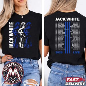 Jack White Frozen Charlotte Tour 2026 Tee Three Skull Figures Cities List For May 30 To November 21 Two Sided Black T-Shirt