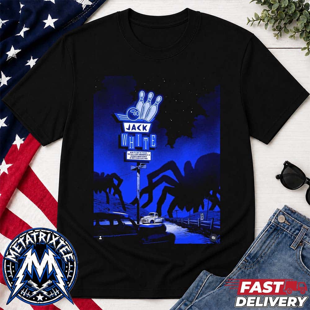 Jack White Live 2026 Tour At The Everwise Amphitheater At White River State Park In Indianapolis On July 21 2026 Black Short T-Shirt Jack White Live 2026 Tour At The Everwise Amphitheater At White River State Park In Indianapolis On July 21 2026 Black Short T-Shirt