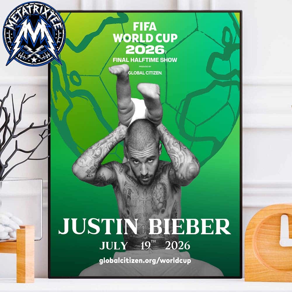 Justin Bieber FIFA World Cup 2026 Final Halftime Show On July 19 At New York New Jersey Stadium Poster Canvas Justin Bieber FIFA World Cup 2026 Final Halftime Show On July 19 At New York New Jersey Stadium Poster Canvas