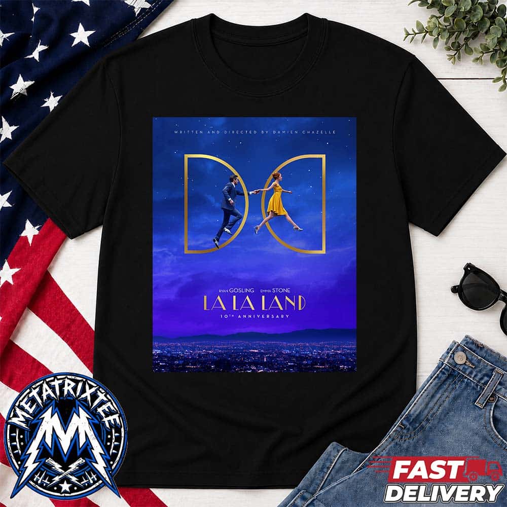 La La Land 10th Anniversary Back In Dolby Cinema At AMC Theaters August 16 2026 Premium T-Shirt La La Land 10th Anniversary Back In Dolby Cinema At AMC Theaters August 16 2026 Premium T-Shirt