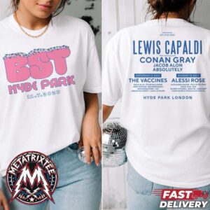 Lewis Capaldi x BST Hyde Park 2026 Event Tee For July 11th 2026 At Hyde Park London Two Sided White T-Shirt