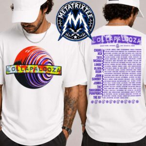 Lollapalooza 2026 Sphere Lineup Tee Festival For Grant Park Chicago On July 30–August 2 2026 Two Sided White T-Shirt