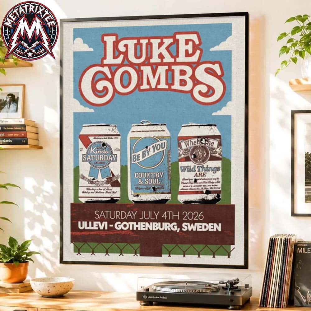 Luke Combs Gothenburg Sweden Show Poster For Ullevi On July 4th My Kinda Saturday Night Tour 2026 Poster Canvas Luke Combs Gothenburg Sweden Show Poster For Ullevi On July 4th My Kinda Saturday Night Tour 2026 Poster Canvas