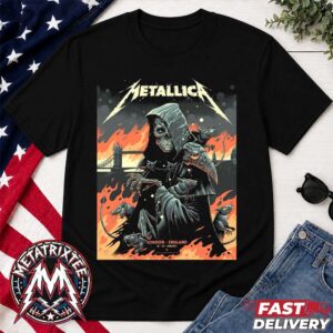 Metallica Day 1 London Concert Poster For July 3 No Repeat Weekend 2026 At London Stadium In London England Short Black T-Shirt