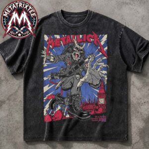 Metallica M72 London Pop Up Shop Scary Guy Poster Art By Puis Calzada For London Stadium On July 3 And 5 2026 In England Washed T-Shirt
