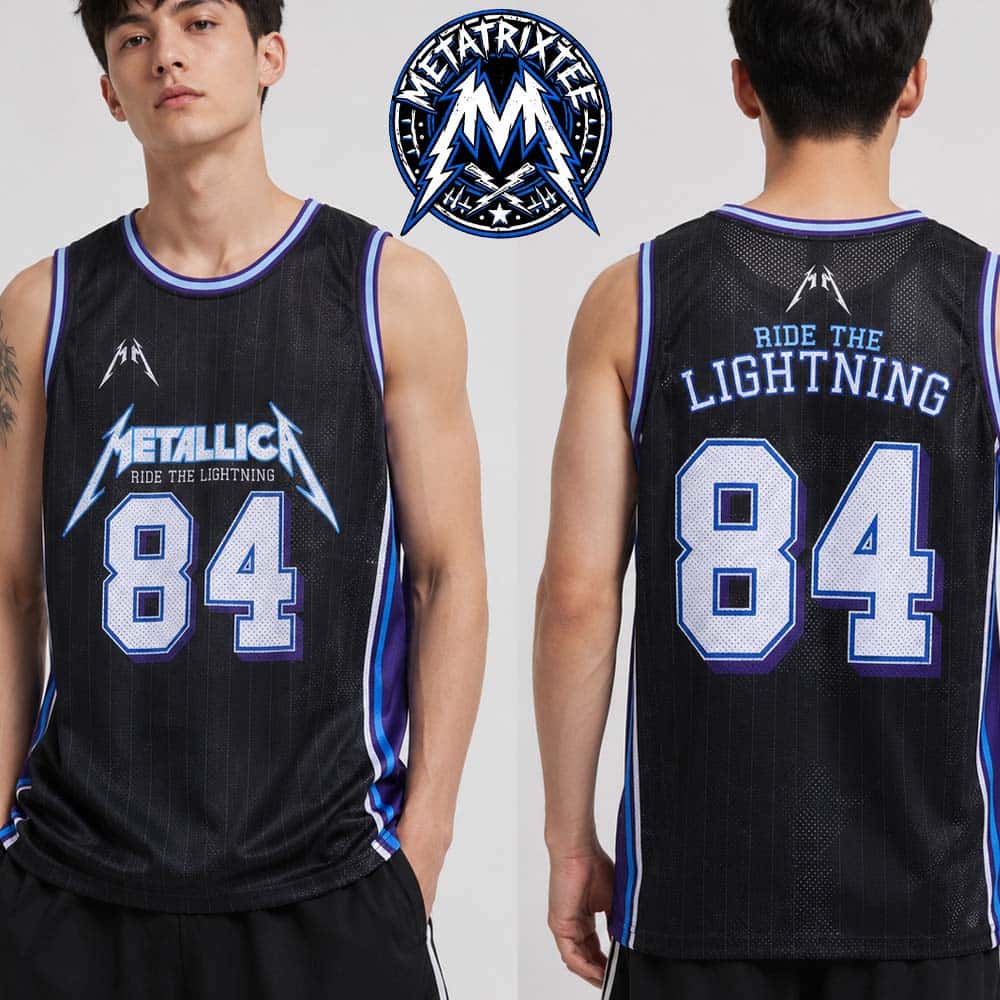 Metallica Ride The Lightning Number 84 Basketball Jersey Metallica Ride The Lightning Number 84 Basketball Jersey