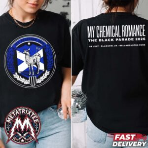 My Chemical Romance Glasgow Scotland Long Live The Black Parade Tour 2026 Merch Tee For Bellahouston Park On July 4 2026 Two Sided T-Shirt