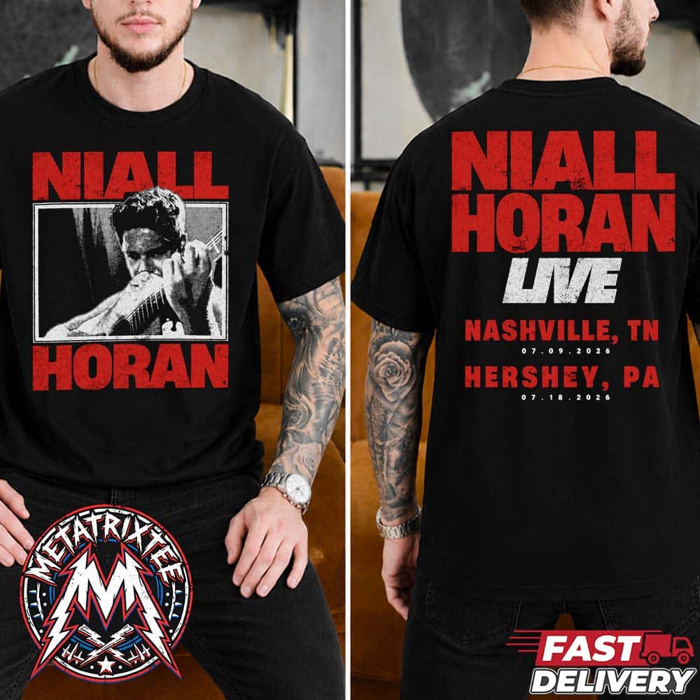Niall Horan Live Nashville TN And Hershey PA 2026 Two Show Tee For GEODIS Park And Hersheypark Stadium On July 9 And 18 Two Sided Black T-Shirt Niall Horan Live Nashville TN And Hershey PA 2026 Two Show Tee For GEODIS Park And Hersheypark Stadium On July 9 And 18 Two Sided Black T-Shirt