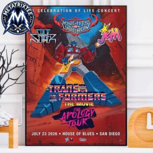 Official Transformers The Movie Apology Tour Poster For 40th Anniversary At House Of Blues In San Diego On July 23 2026 Premium Poster Canvas