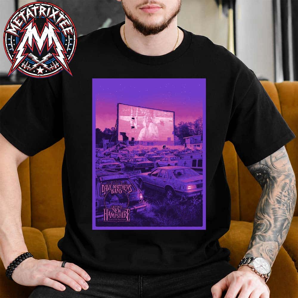 On July 14 2026 The Dave Matthews Band Show Poster Gilford Night One At The BankNH Pavilion In New Hampshire Short Black T-Shirt On July 14 2026 The Dave Matthews Band Show Poster Gilford Night One At The BankNH Pavilion In New Hampshire Short Black T-Shirt