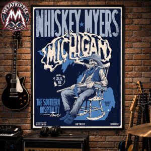 On July 18 2026 Whiskey Myers Southern Hospitality Tour Live Show Poster At The Pine Knob Music Theatre In Clarkston Michigan Poster Canvas
