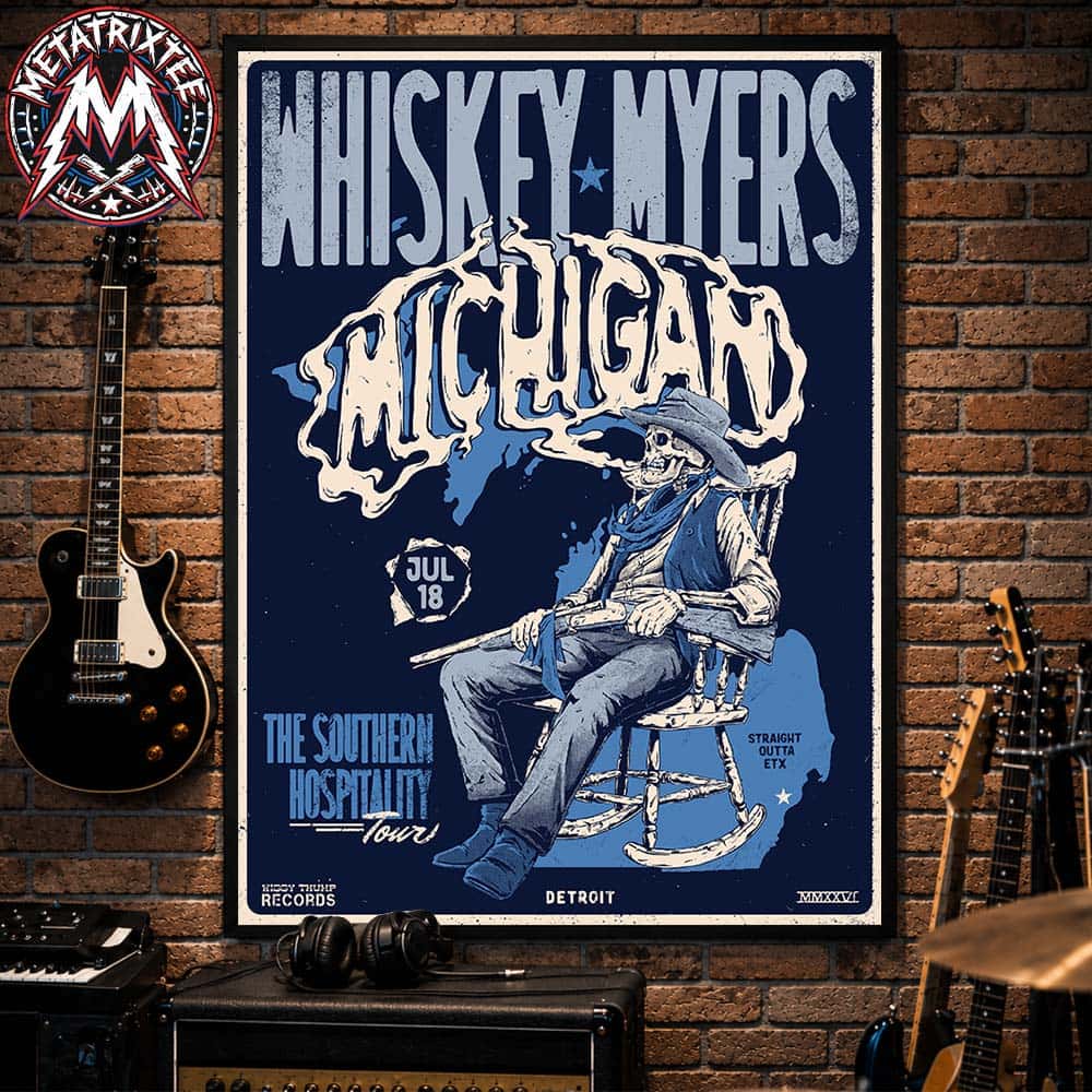 On July 18 2026 Whiskey Myers Southern Hospitality Tour Live Show Poster At The Pine Knob Music Theatre In Clarkston Michigan Poster Canvas On July 18 2026 Whiskey Myers Southern Hospitality Tour Live Show Poster At The Pine Knob Music Theatre In Clarkston Michigan Poster Canvas