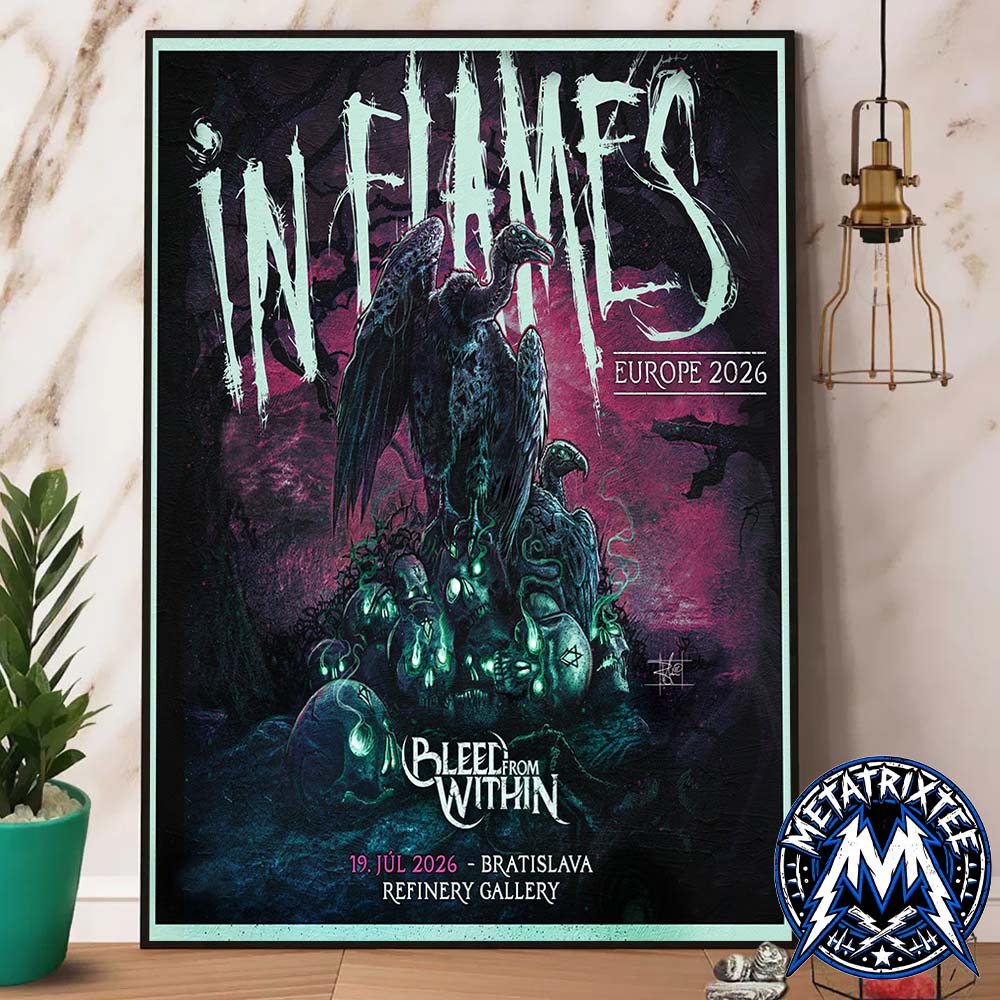 On July 19 European Summer Tour 2026 In Flames Live Concert At The Refinery Gallery In Bratislava Slovakia Poster Canvas On July 19 European Summer Tour 2026 In Flames Live Concert At The Refinery Gallery In Bratislava Slovakia Poster Canvas