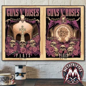 Paris France Guns N Roses Full Show Poster 2026 For Europe In France On July 1st And July 3rd 2026 At The Accor Arena Poster Canvas