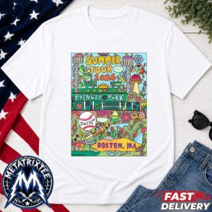 Phish Official Poster For Summer Tour 2026 At Fenway Park In Boston Massachusetts On July 31 2026 White T-Shirt