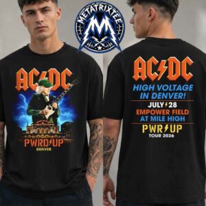 Power Up Tour 2026 ACDC Event Tee In Denver At Empower Field At Mile High On July 28 2026 Black T-Shirt
