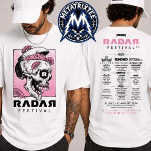 RDR26 Rotting Skull Tee For RADAR Festival 2026 At O2 Victoria Warehouse In Manchester UK On July 31 To August 2 2026 Two Sided Black T-Shirt
