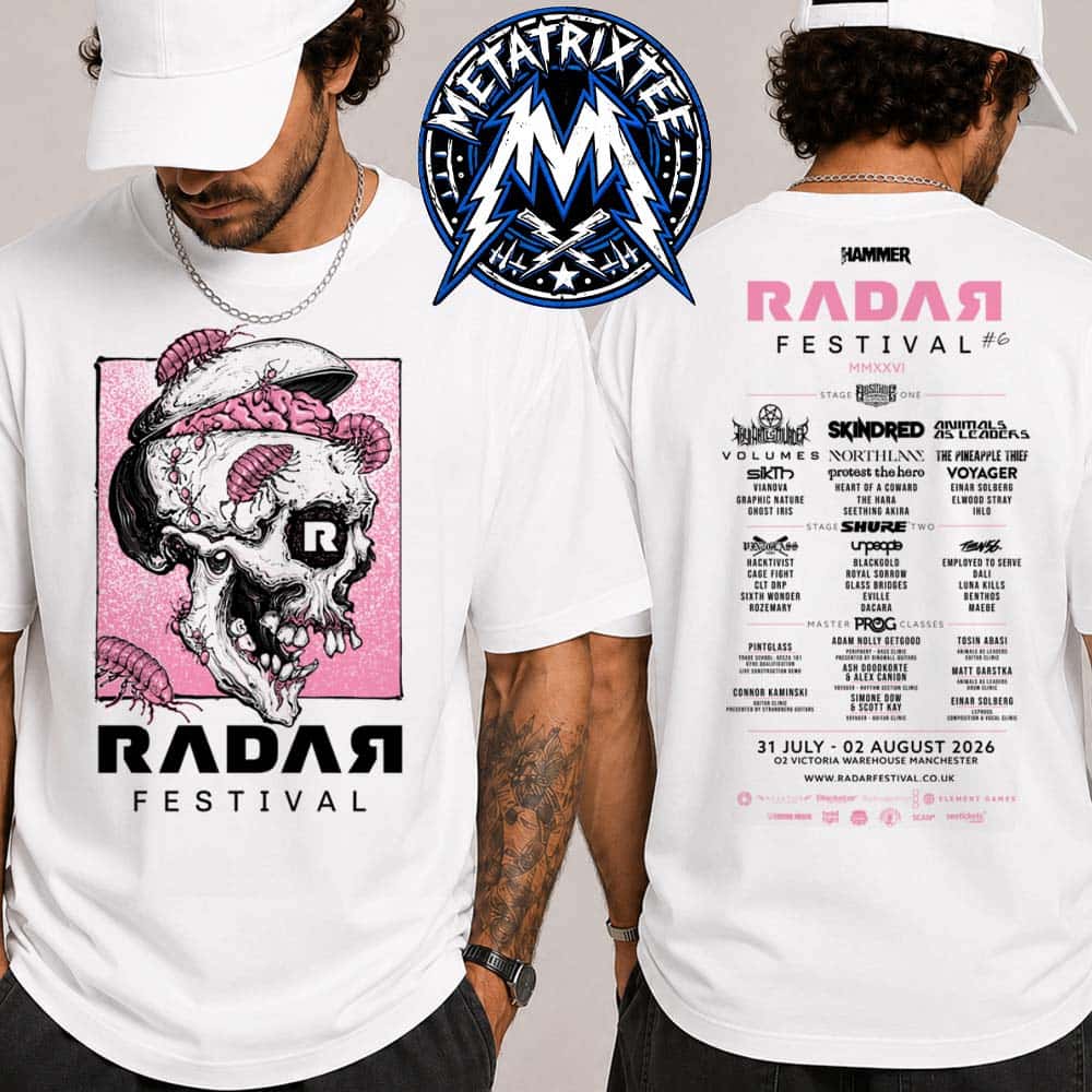 RDR26 Rotting Skull Tee For RADAR Festival 2026 At O2 Victoria Warehouse In Manchester UK On July 31 To August 2 2026 Two Sided Black T-Shirt RDR26 Rotting Skull Tee For RADAR Festival 2026 At O2 Victoria Warehouse In Manchester UK On July 31 To August 2 2026 Two Sided Black T-Shirt