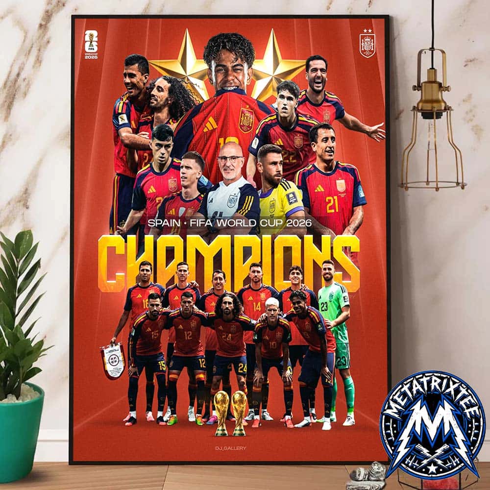 Spain National Football Team Campeones Crowned 2026 FIFA World Cup Champions Gallery-Style Poster Canvas Spain National Football Team Campeones Crowned 2026 FIFA World Cup Champions Gallery-Style Poster Canvas