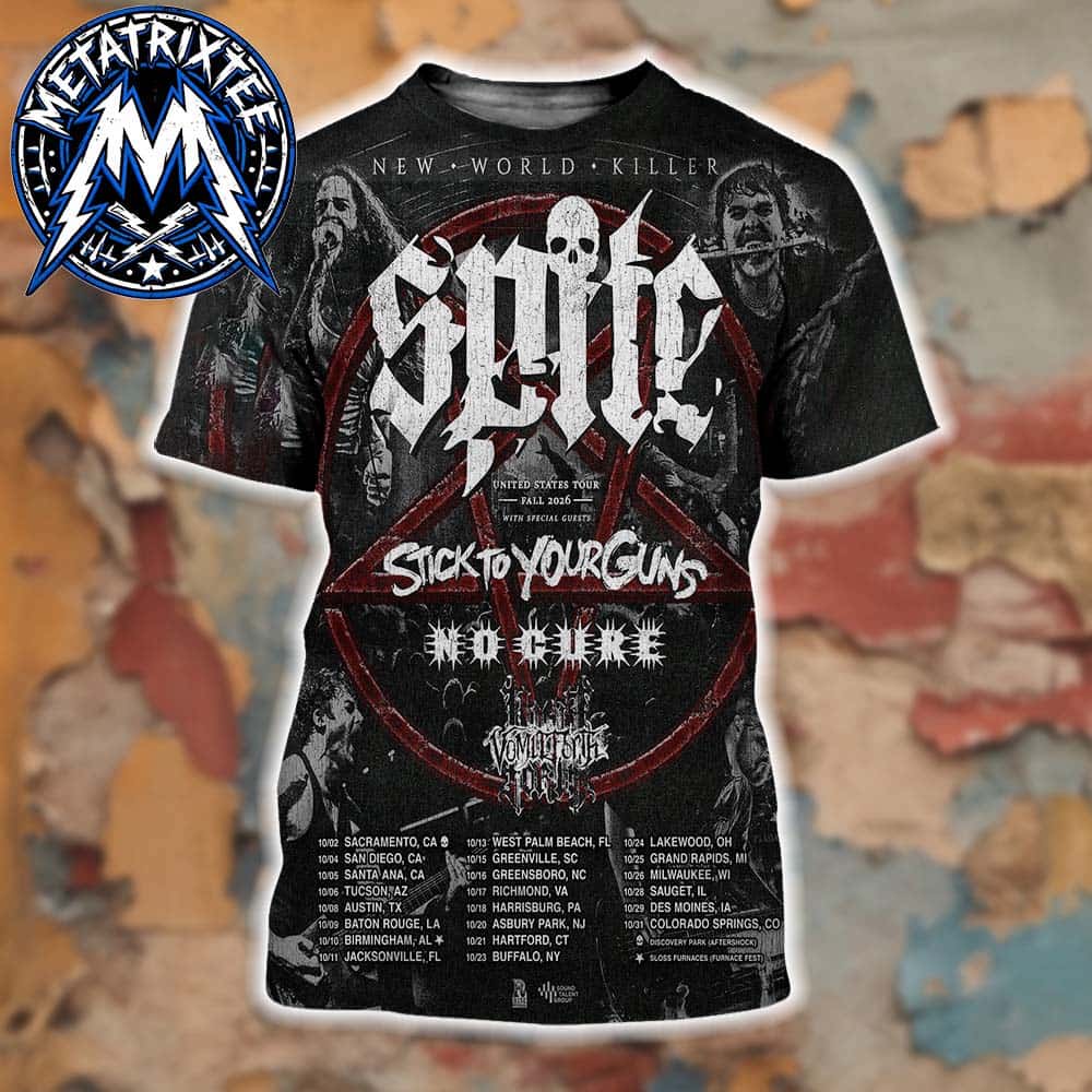 Spite THE NEW WORLD KILLER Fall US October Tour 2026 Poster Cities List Start Sacramento CA To Colorado Springs CO All Over Print Shirt Spite THE NEW WORLD KILLER Fall US October Tour 2026 Poster Cities List Start Sacramento CA To Colorado Springs CO All Over Print Shirt