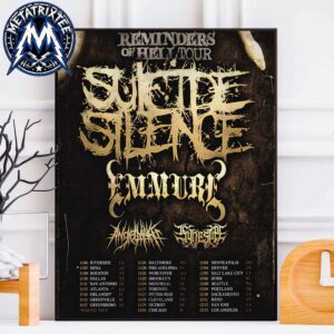 Suicide Silence Reminders Of Hell Tour 2026 Kicks Off On November 6 In Riverside CA To December 13 In Los Angeles CA Poster Canvas