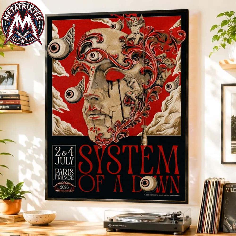 System Of A Down 2026 Concert Poster For Paris France Two Show At the Stade de France On July 2 And 4 2026 High-Quality Poster Canvas System Of A Down 2026 Concert Poster For Paris France Two Show At the Stade de France On July 2 And 4 2026 High-Quality Poster Canvas