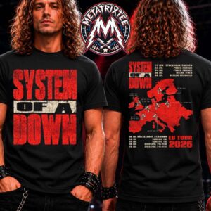 System Of A Down 2026 EU Tour Merch Red Map Tee For June 29 In Sweden To July 19 Poland Two Sided T-Shirt