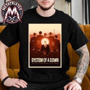 System Of A Down Berlin Red Edition Poster For July 8 2026 At Olympiastadion In Germany Short Black T-Shirt