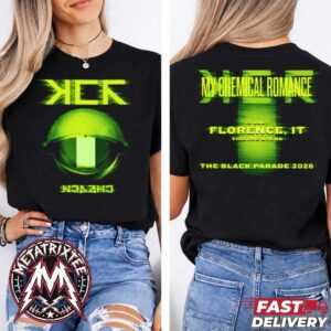The Black Parade Tour 2026 My Chemical Romance Neon Glitch Minimalism Tee For Florence Italy At The Visarno Arena On July 15 2026 Black T-Shirt