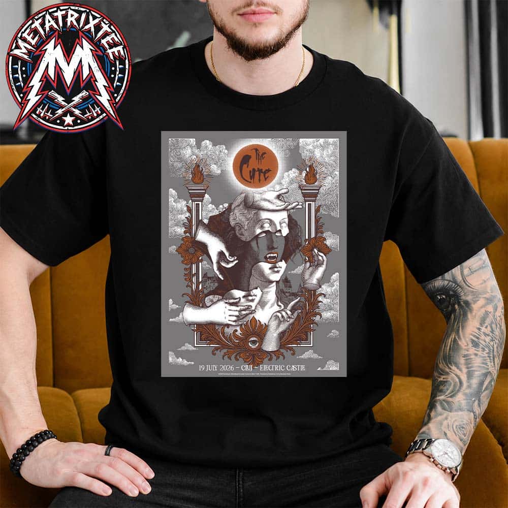 The Cure Cluj 2026 Limited Edition Event Poster For July 19 2026 The Electric Castle Festival in Romania Unisex T-Shirt The Cure Cluj 2026 Limited Edition Event Poster For July 19 2026 The Electric Castle Festival in Romania Unisex T-Shirt