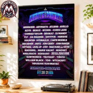 The Lights All Night 2026 Poster Lineup For Festival Celebrating 16th Anniversary At Fair Park In Dallas Texas On December 30-31 2026 Poster Canvas